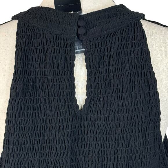 INC Large Smocked Top Sleeveless Stretch Round Neck Keyhole Pullover Black New - Picture 5 of 8